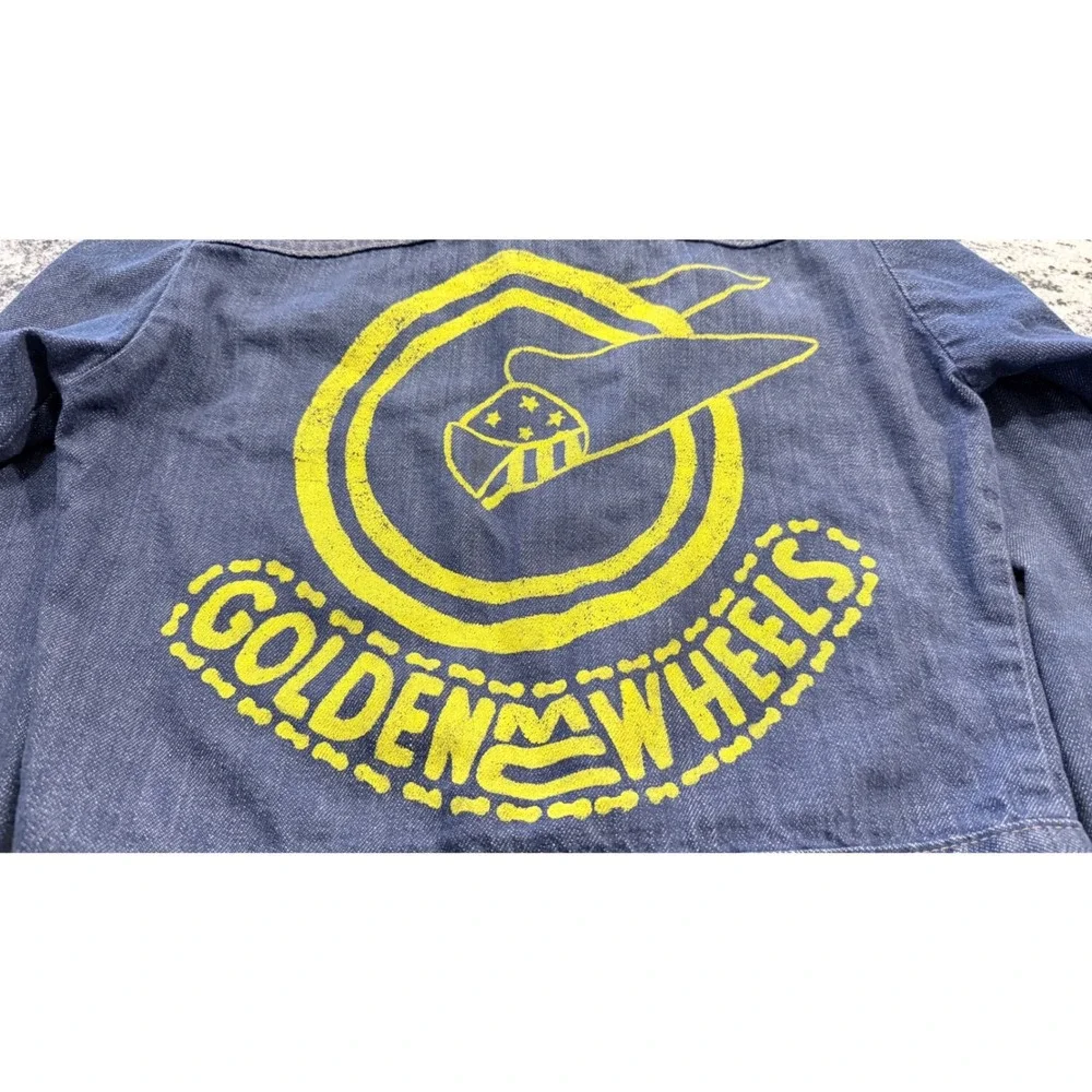 Boys Sears Golden Wheels Denim Jacket Blue Size 12 Graphic Print Trucker‎